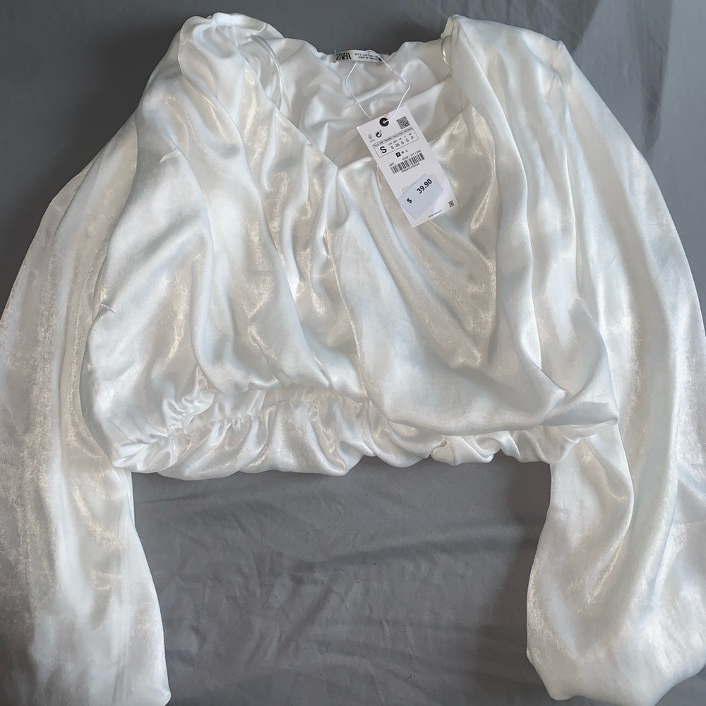 NWT Zara balloon sleeve crop top